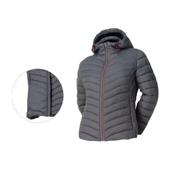 Jacheta matlasata de dama, culoarea gri, cu gluga fixa Renania Hydra, 100% poliester