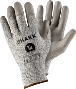 Mănuși de protecție din poliuretan, rezistente la abraziune, perforare și tăiere, TK Shark, culoarea gri