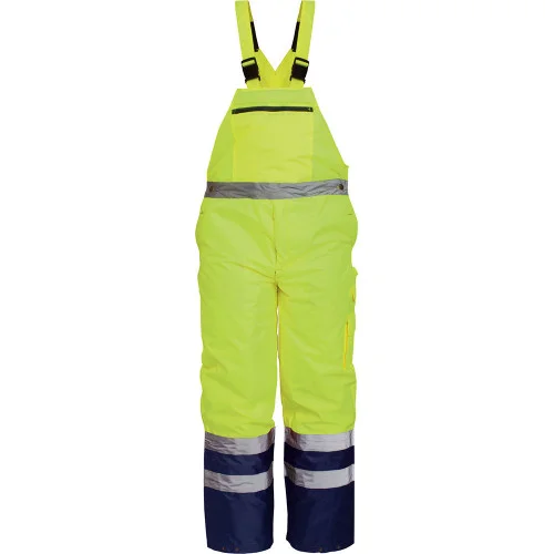 Pantaloni reflectorizanti cu pieptar de iarna Renania DENMARK, culoarea galben, 100% PES Oxford