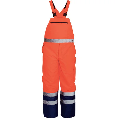 Pantaloni reflectorizanti cu pieptar de iarna Renania NORWAY, culoarea portocaliu, 100% PES Oxford