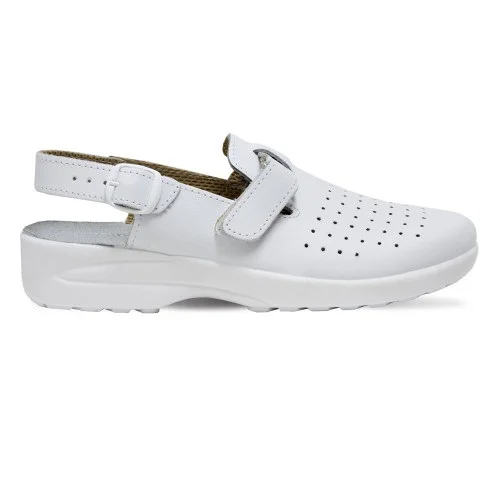 Saboti de lucru cu bareta, GoldenFit ARIANA, culoarea alb