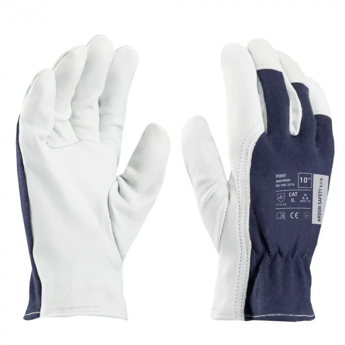 Manusi de protectie din piele de capra Pony gri/bleumarin 1X21X