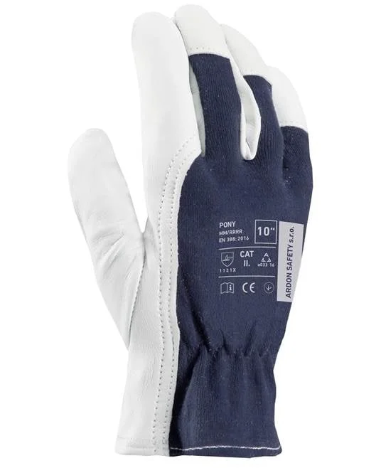 Manusi de protectie din piele de capra Pony gri/bleumarin 1X21X