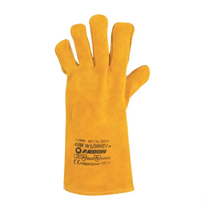 Manusi piele de protectie sudura, culoarea galben, spalt bovina, ata kevlar, 35cm Ardon KIRK