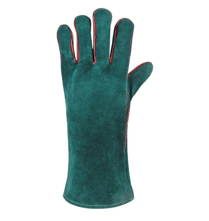 Manusi protectie sudura piele spalt bovina, culoarea verde, ata kevlar, 35 cm, Ardon FLAME