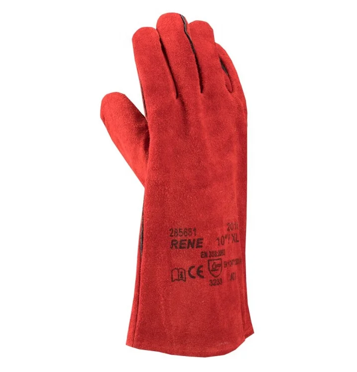 Manusi sudura de protectie piele spalt bovina, culoarea roșu, 35 cm, Ardon RENE