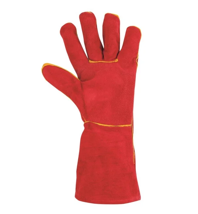 Manusi sudura de protectie piele spalt bovina, culoarea roșu, 35 cm, Ardon RENE