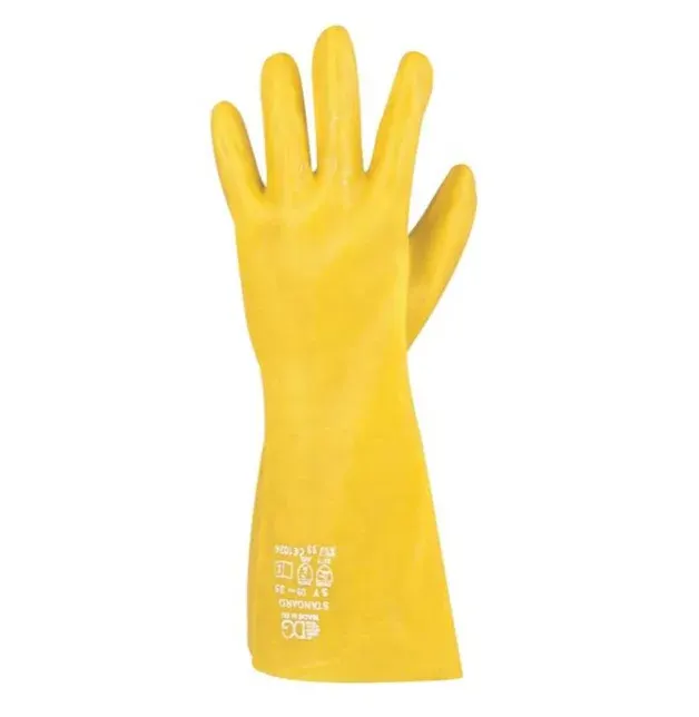 Mănuși de protecție antichimică din pvc, rezistente la apă, impact, perforare, abraziune și tăiere, Ardon STANDARD, culoarea galben