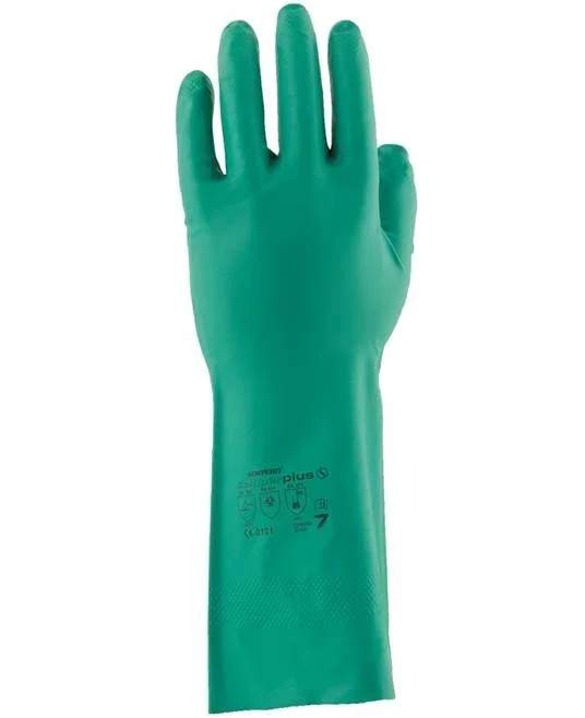 Mănuși de protecție antichimice nitril, culoarea verde, grosime palmă 0.38mm, lungime 330mm, Ardon Semperplus