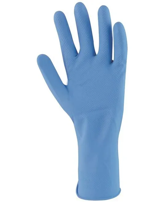 Mănuși de protecție antichimice latex, culoarea albastru, grosime palmă 0.45mm, lungime 300mm, Ardon Sempervelvet