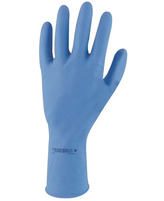 Mănuși de protecție antichimice latex, culoarea albastru, grosime palmă 0.45mm, lungime 300mm, Ardon Sempervelvet