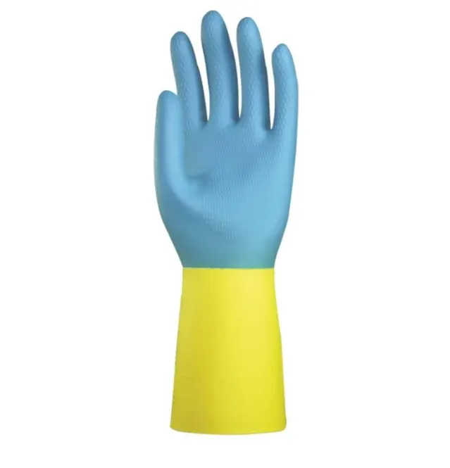 Mănuși de protecție antichimică din latex, rezistente la impact și abraziune, Ardon latex-neopren CHEM TOUCH, culoarea bleu