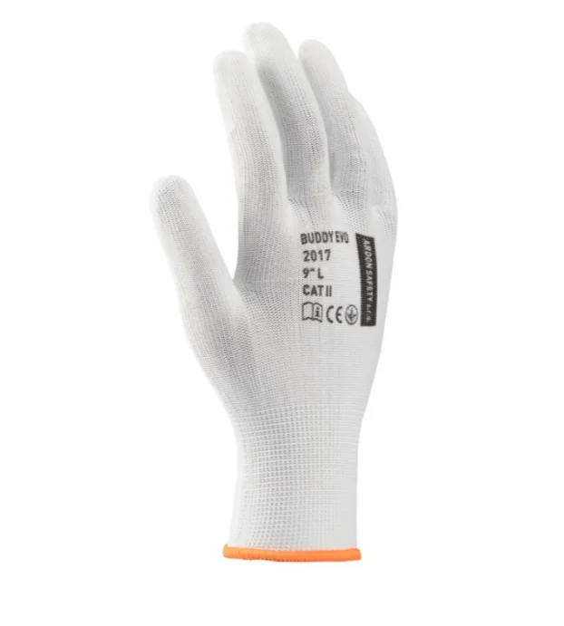 Manusi de protectie textile cu PVC anti alunecare, culoarea alb, Ardon BUDDY EVOLUTION