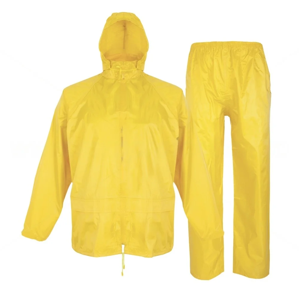 Costum de ploaie, culoarea galben, impermeabil cu gluga ascunsa Renania Bonn