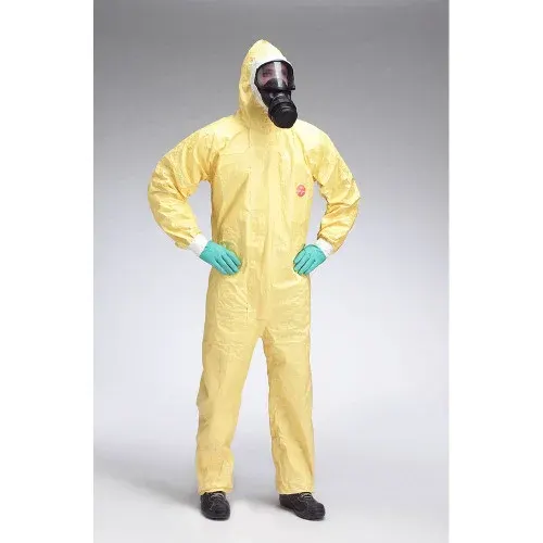 Combinezon de protectie, chimica Tychem C, din poliester și polietilena, Dupont, culoarea galben