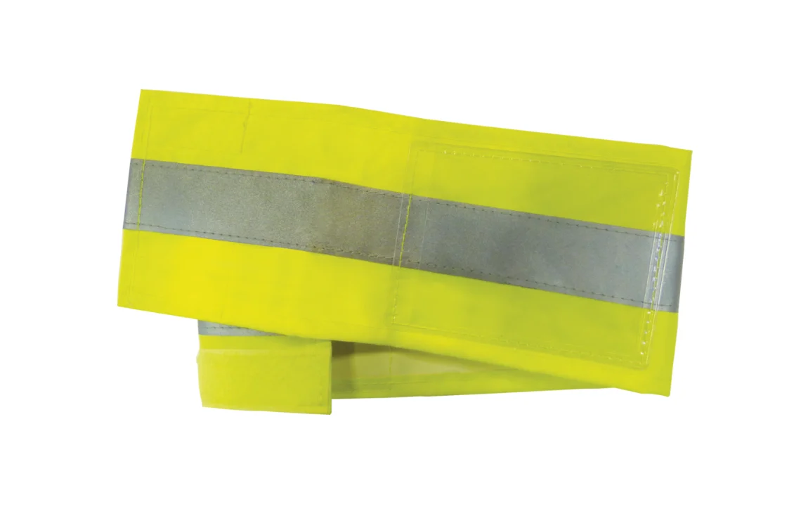 Banderola reflectorizantă cu suport pentru cartelă, culoarea galben - BRAS2