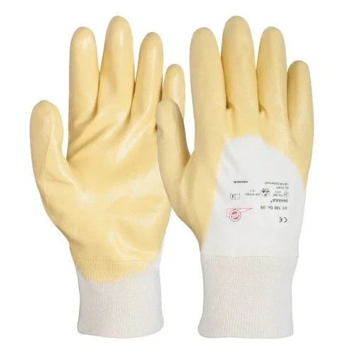 Manusi de protectie mecanica impregnate in cauciuc nitrilic, culoarea galben, Sahara Renania