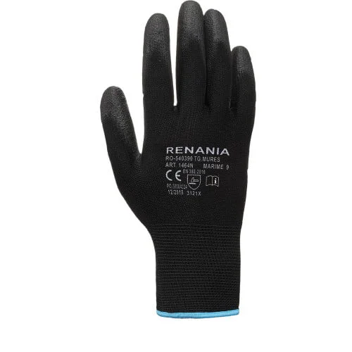 Manusi de protectie mecanica Sensor Black, culoarea negru, cat. 2, impregnate in poliuretan