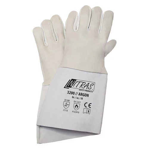 Manusi sudura de protectie, culoarea alb, Nitras Argon, piele capra, 35 cm