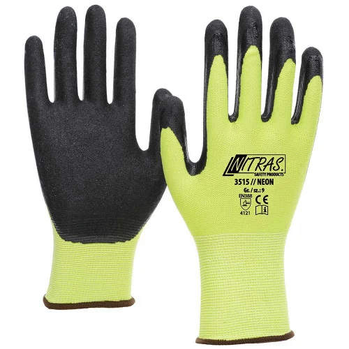 Manusi de protectie impregnate in nitril, culoarea galben, Nitras Neon