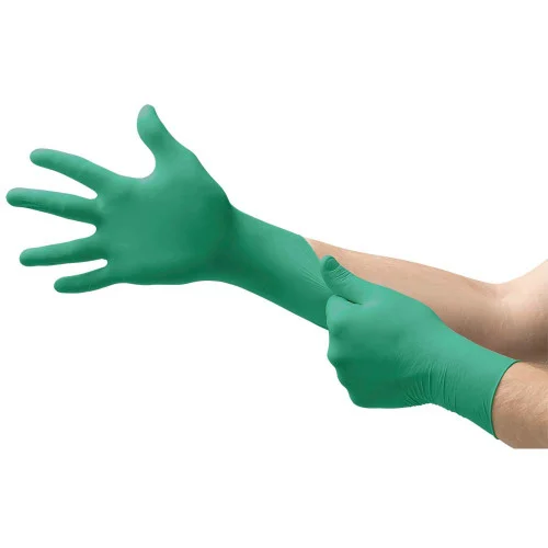 Manusi din nitril nepudrate Ansell Touchntuff 92-600, culoarea verde, unica folosinta, 100 buc/set