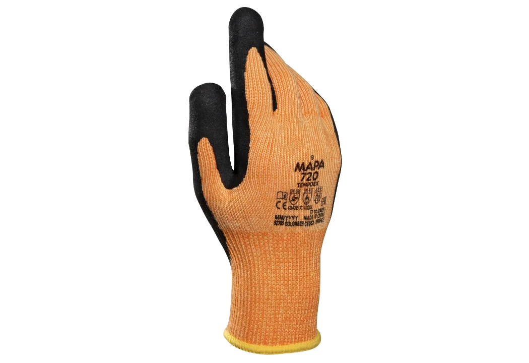 Manusi de protectie antitaiere de iarna, culoarea portocaliu, Mapa TEMP-DEX 720, impregnate in nitril