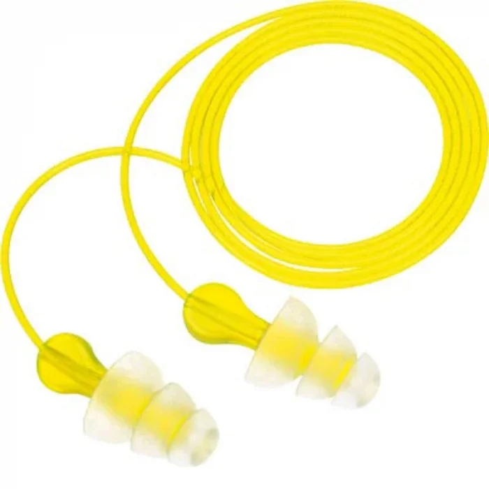 Antifoane interne cu snur, culoarea galben, de protectie 3M TRI-FLANGE, reutilizabile
