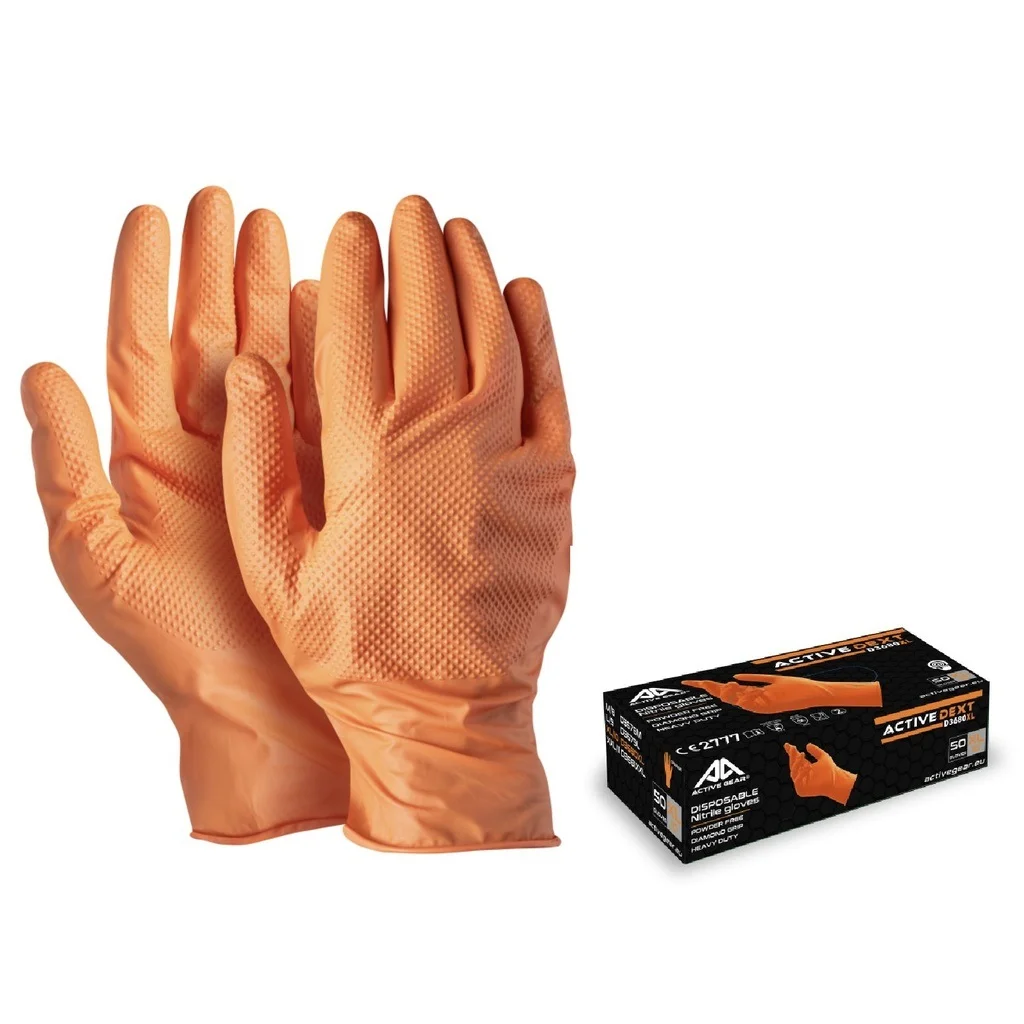 Manusi unica folosinta cu aderenta ridicata, culoarea portocaliu, Active DEXT D3680