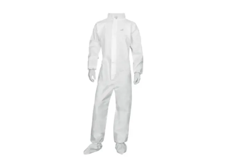 Combinezon de protecție chimică fără cagulă, culoarea alb, antistatic, etanș la particule uscate
