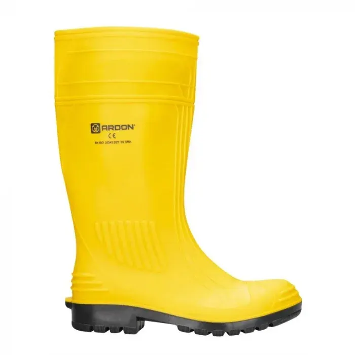 Cizme de protecție din PVC, cu bombeu și inserție antiperforație din oțel, Ardon OILFISH S5 SRA, marcaj SR, culoarea galben