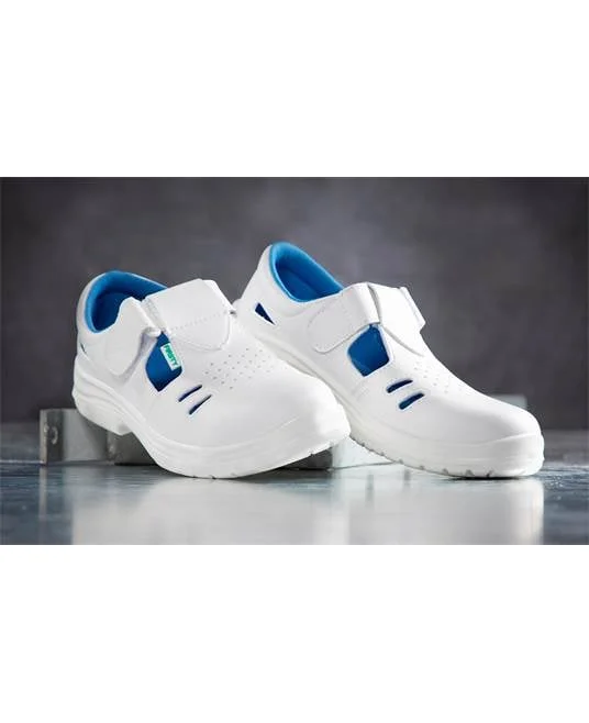 Sandale albe de protectie cu bombeu metalic, VOG S1 SRC, culoarea maro