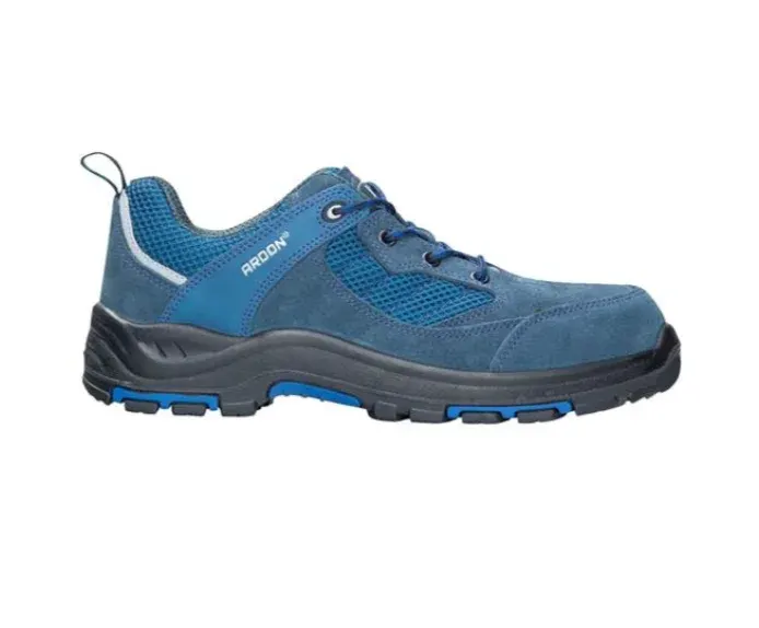 Pantofi de protecție cu bombeu din oțel și lamelă antiperforație din oțel, din piele naturală și textil, Ardon TURNER, S1P FO SR HRO, culoarea albastru