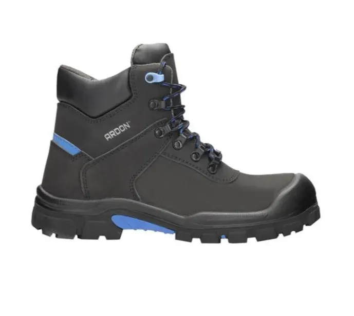 Bocanci de protecție cu bombeu compozit și inserție antiperforație Kevlar, Ardon ROVER S3L HI CI SR HRO FO / S3, din piele nubuc, culoarea negru