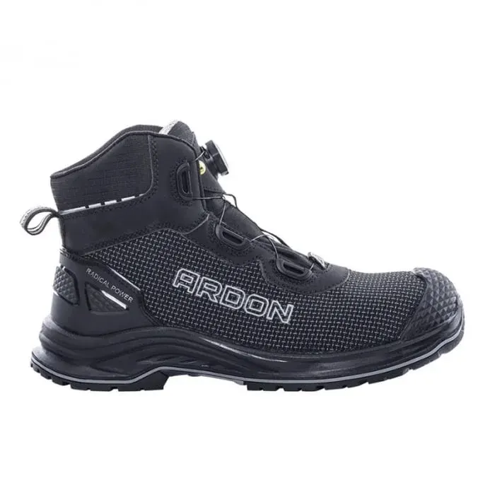 Bocanci de protecție din material textil hidrofob, cu bombeu compozit și lamelă antiperforație din Kevlar, Ardon BRICK S3S, CI FO HI HRO SR, culoarea negru