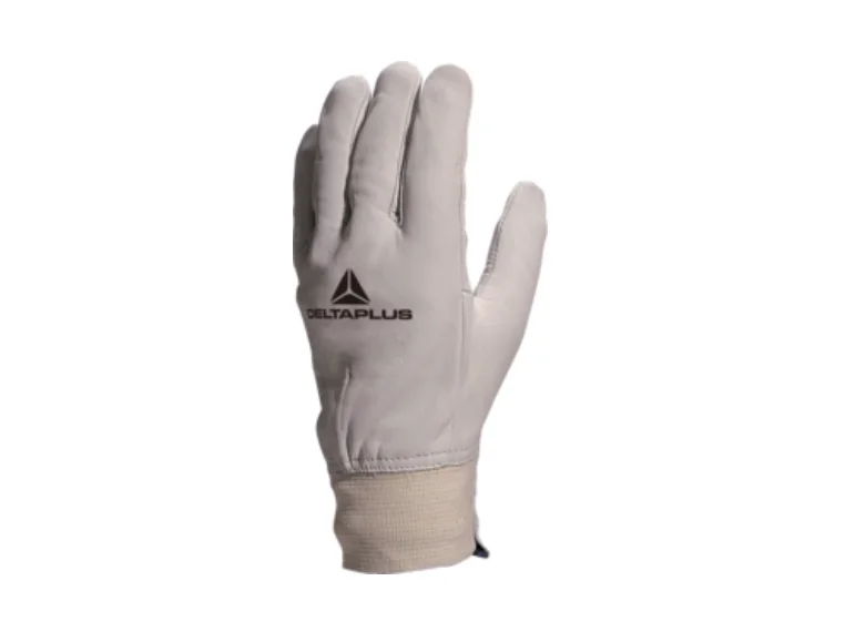 Mănușă din piele cu protecție mecanică, culoarea bej, GFBLE Delta Plus