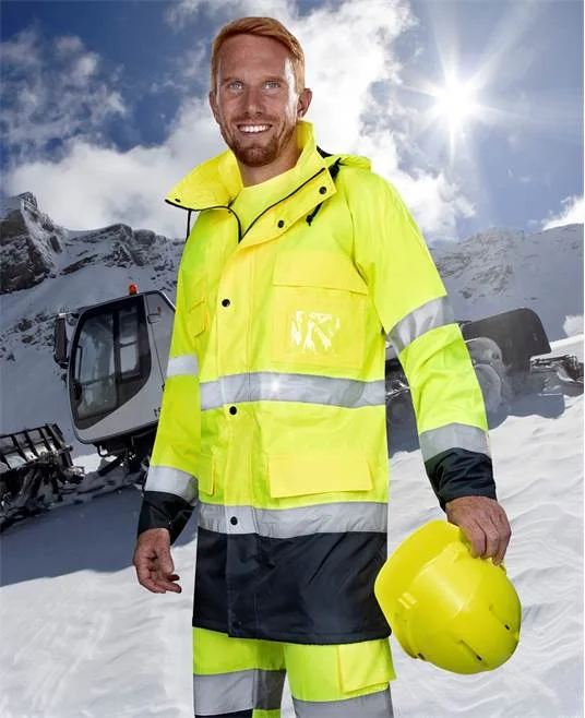 Jacheta gabena reflectorizanta cu gluga barbati, culoarea galben, 2 in 1 MAXWELL