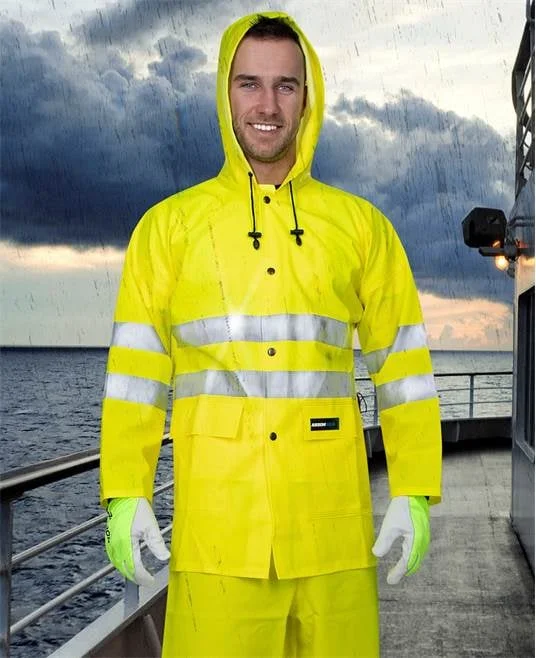 Pelerina de ploaie scurta reflectorizanta, culoarea galben, AQUA 1101