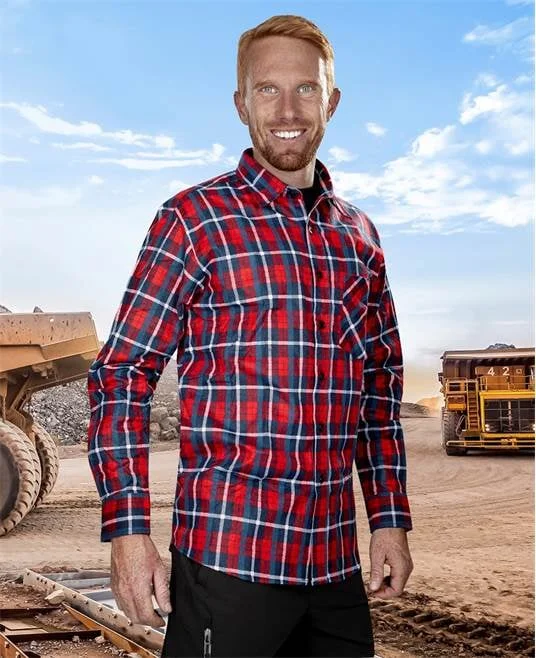 Cămașă de lucru bărbați, bumbac 100%, roșu-albastru, Ardon Jonah