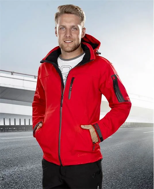 Jacheta softshell roșie impermeabilă cu glugă, culoarea roșu, Ardon SPIRIT