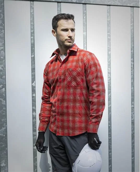 Camasa de lucru flanel barbati, rosu-bej, 100% bumbac, Ardon URBAN