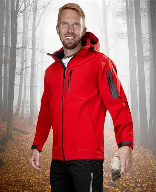 Jachetă de iarnă impermeabilă roșie cu gluga, culoarea negru, softshell, Ardon SPIRIT WINTER