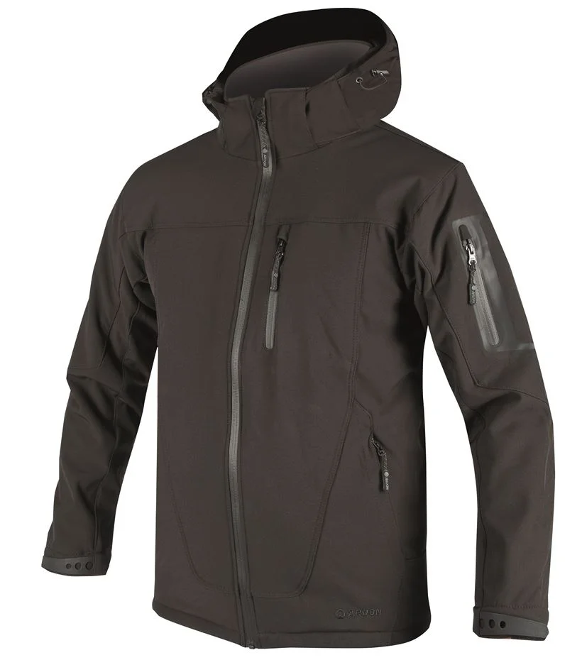 Jacheta de iarna impermeabila cu gluga, culoarea negru, Softshell Spirit Winter H2043
