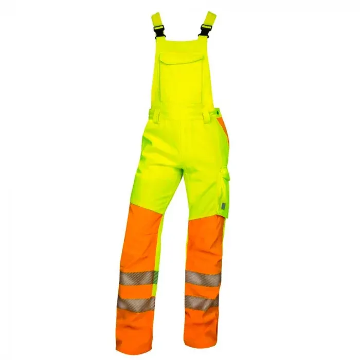 Pantaloni reflectorizanti de lucru cu pieptar, din bumbac și poliester, 290g/mp, Ardon SIGNAL, culoarea galben