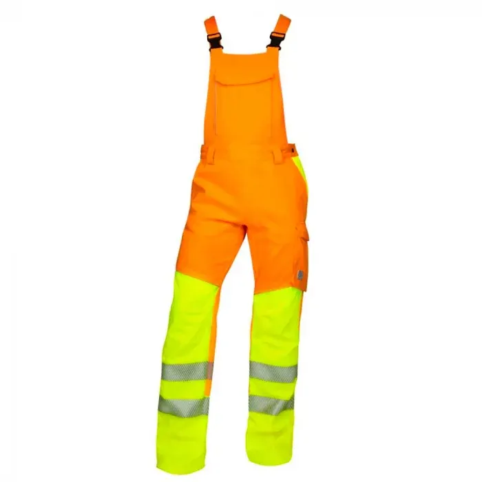 Pantaloni reflectorizanți de lucru cu pieptar, Signal, din bumbac și poliester, 290g/mp, Ardon, culoarea portocaliu
