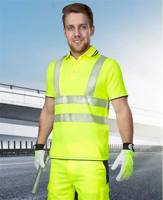 Tricou polo galben reflectorizant cu mânecă scurtă, Ardon Signal