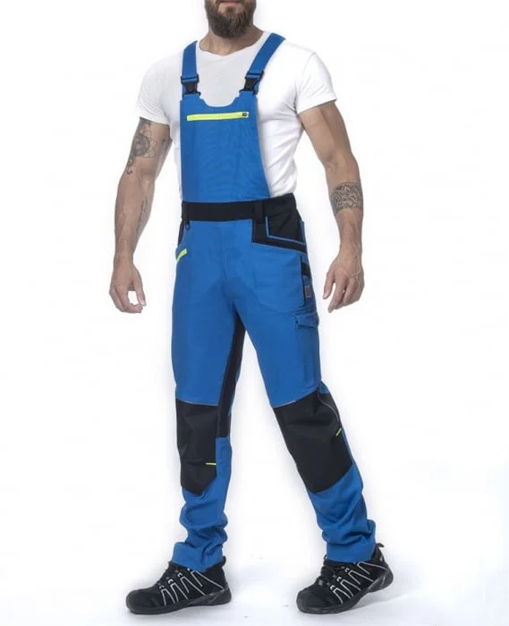 Pantaloni de lucru 98% bumbac albastri cu pieptar, culoarea albastru, Ardon 4XSTRETCH