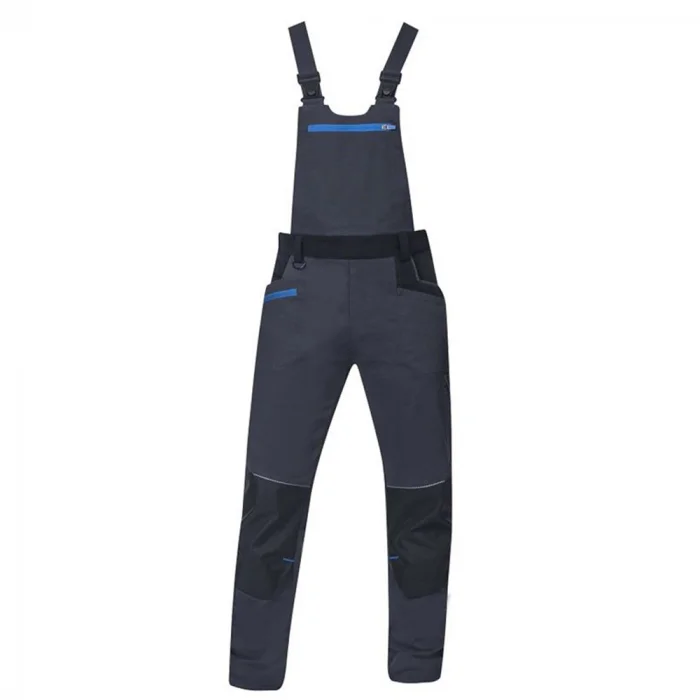 Pantaloni de lucru 98% bumbac gri-închis cu pieptar, Ardon 4XSTRETCH