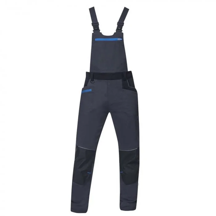 Pantaloni de lucru 98% bumbac gri-închis cu pieptar, Ardon 4XSTRETCH