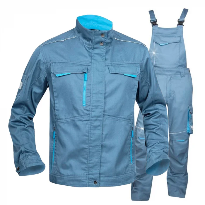 Costum de lucru gri cu pantaloni cu pieptar, Ardon SUMMER