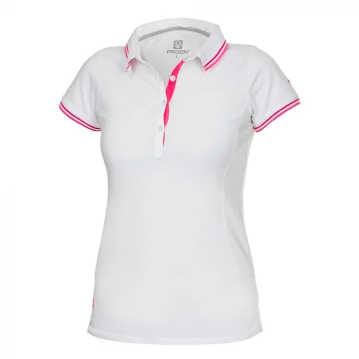 Tricou polo alb femei cu mânecă scurtă, Ardon FLORET